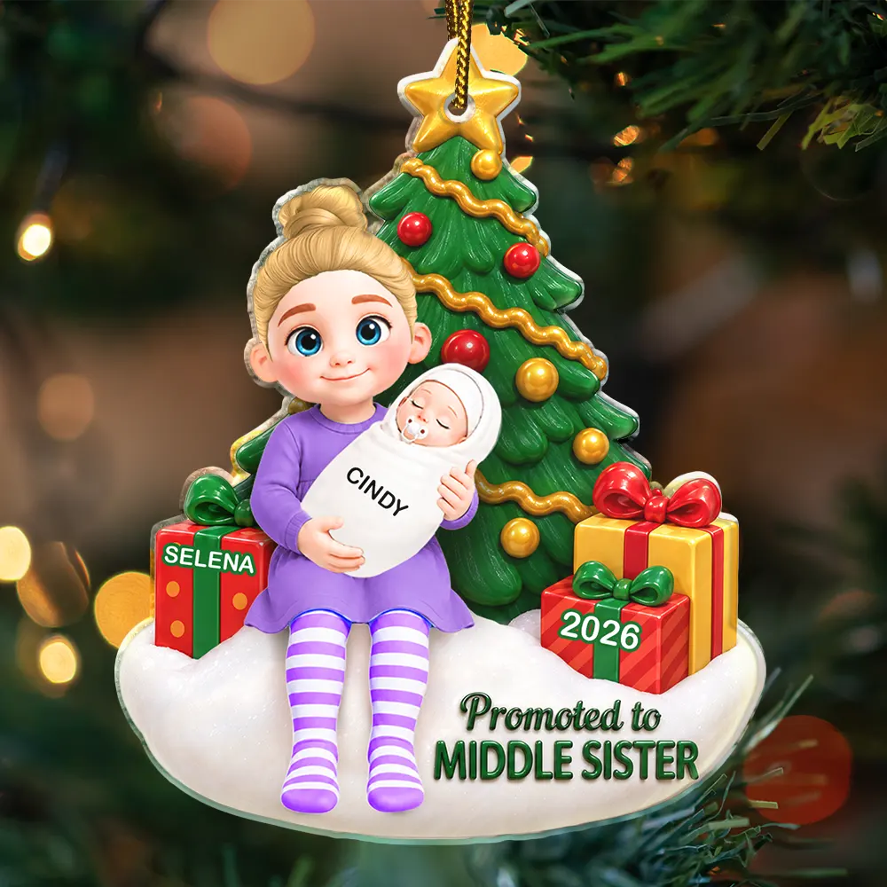 Adorable,Christmas,Gift For Kids,Vector - Baby First Christmas Gift For Big Brother Or Sister - Personalized Acrylic Ornament