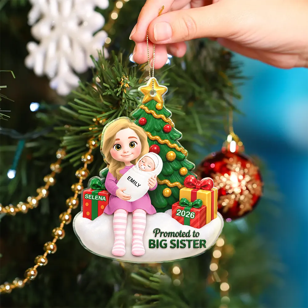 Adorable,Christmas,Gift For Kids,Vector - Baby First Christmas Gift For Big Brother Or Sister - Personalized Acrylic Ornament