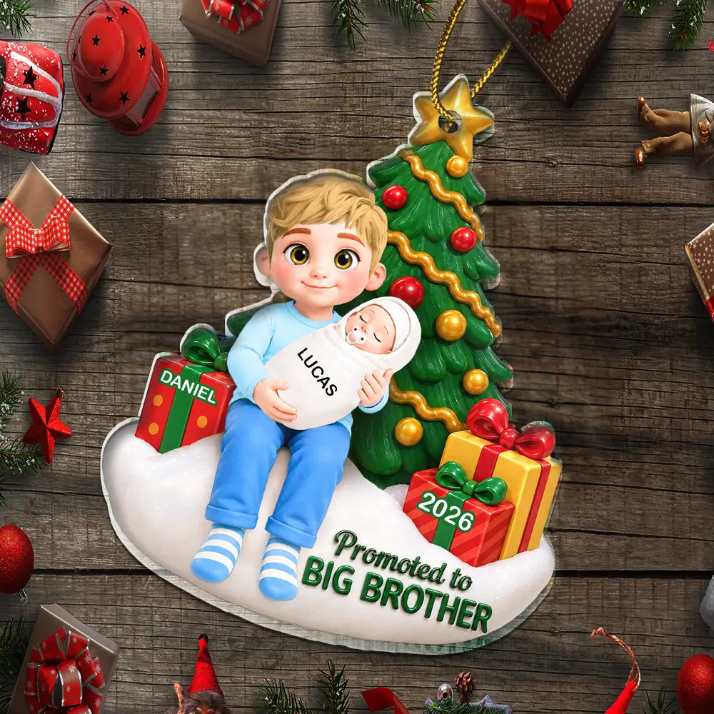 Adorable,Christmas,Gift For Kids,Vector - Baby First Christmas Gift For Big Brother Or Sister - Personalized Acrylic Ornament