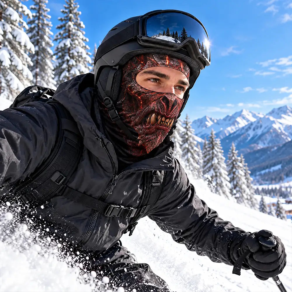 Christmas, Confident, Icon - Winter Cool Gift For Friends, Skier, Biker - Personalized Spooky Vibes Scarry Face Balaclava Face Mask