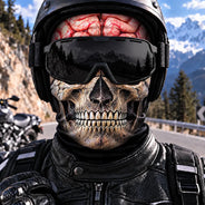 Christmas,Confident,Icon,Motorcycle - Winter Cool Gift For Friends, Biker, Skier - Personalized Realistic Skull Scarry Face Balaclava Face Mask