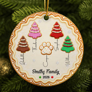 Christmas,Family,Icon,Sentimental - Christmas Gifts For Family - Personalized Family Forever Linked Together Gingerbread Style Circle Ceramic Ornament