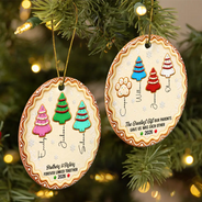 Christmas,Family,Icon,Sentimental - Christmas Gifts For Family - Personalized Family Forever Linked Together Gingerbread Style Circle Ceramic Ornament