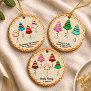 Christmas,Family,Icon,Sentimental - Christmas Gifts For Family - Personalized Family Forever Linked Together Gingerbread Style Circle Ceramic Ornament