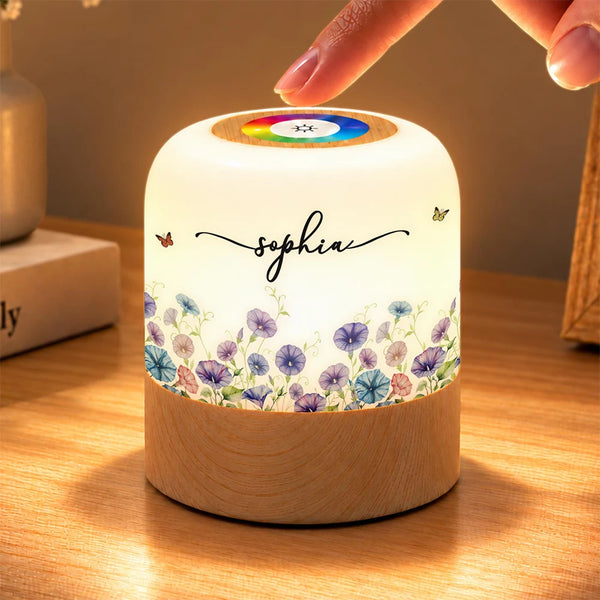 Confident,Gift For Women,Gift For Yourself,Gifts For Her,Icon - Birthday Gift For Her, Granddaughter, Daughter, Wife - Personalized Watercolor Birth Flower Touch Night Light