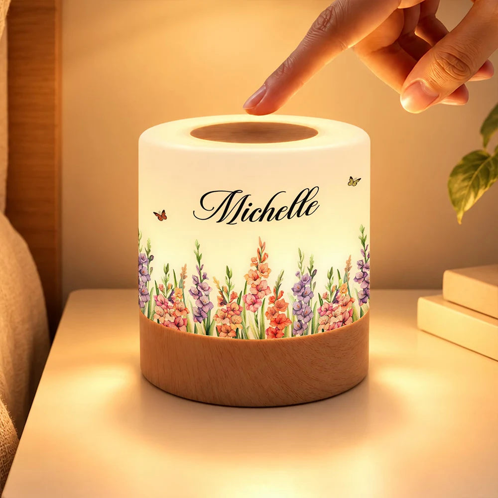 Confident,Gift For Women,Gift For Yourself,Gifts For Her,Icon - Birthday Gift For Her, Granddaughter, Daughter, Wife - Personalized Watercolor Birth Flower Touch Night Light
