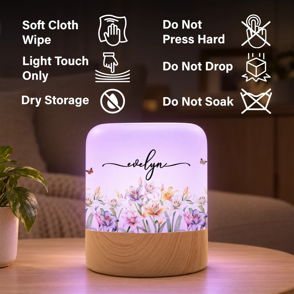 Confident,Gift For Women,Gift For Yourself,Gifts For Her,Icon - Birthday Gift For Her, Granddaughter, Daughter, Wife - Personalized Watercolor Birth Flower Touch Night Light