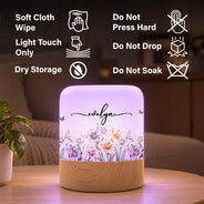 Confident,Gift For Women,Gift For Yourself,Gifts For Her,Icon - Birthday Gift For Her, Granddaughter, Daughter, Wife - Personalized Watercolor Birth Flower Touch Night Light