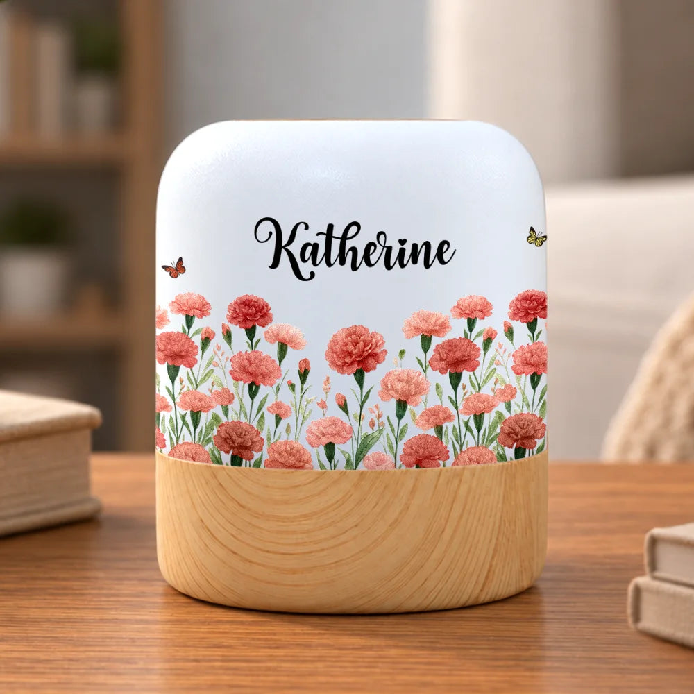 Confident,Gift For Women,Gift For Yourself,Gifts For Her,Icon - Birthday Gift For Her, Granddaughter, Daughter, Wife - Personalized Watercolor Birth Flower Touch Night Light