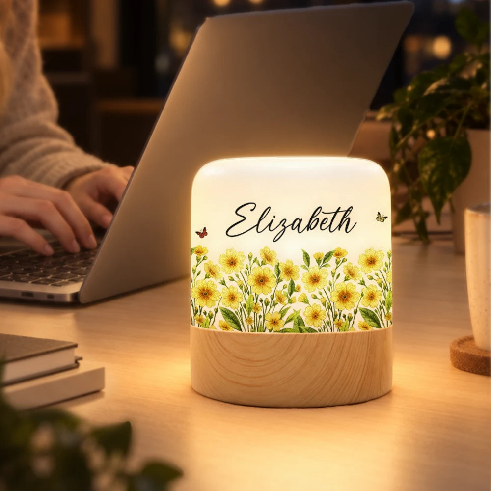 Confident,Gift For Women,Gift For Yourself,Gifts For Her,Icon - Birthday Gift For Her, Granddaughter, Daughter, Wife - Personalized Watercolor Birth Flower Touch Night Light