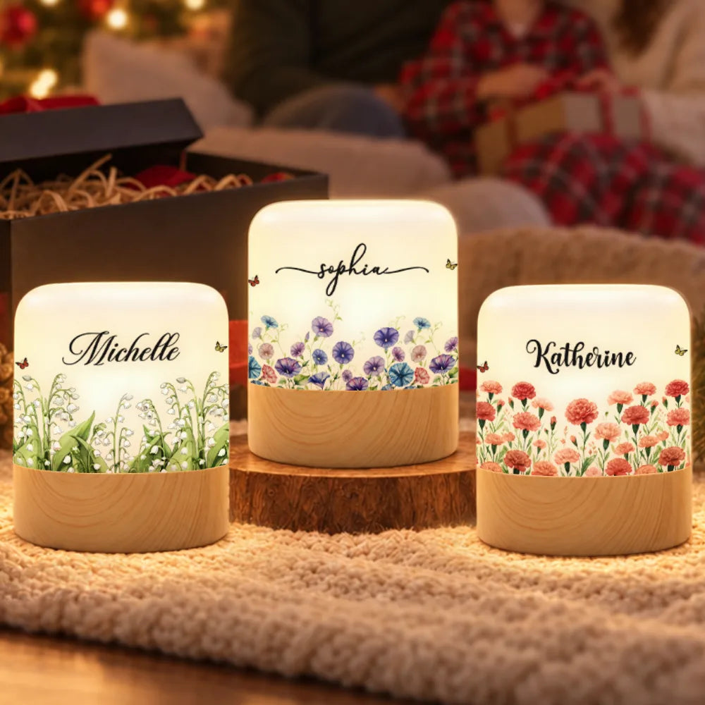 Confident,Gift For Women,Gift For Yourself,Gifts For Her,Icon - Birthday Gift For Her, Granddaughter, Daughter, Wife - Personalized Watercolor Birth Flower Touch Night Light