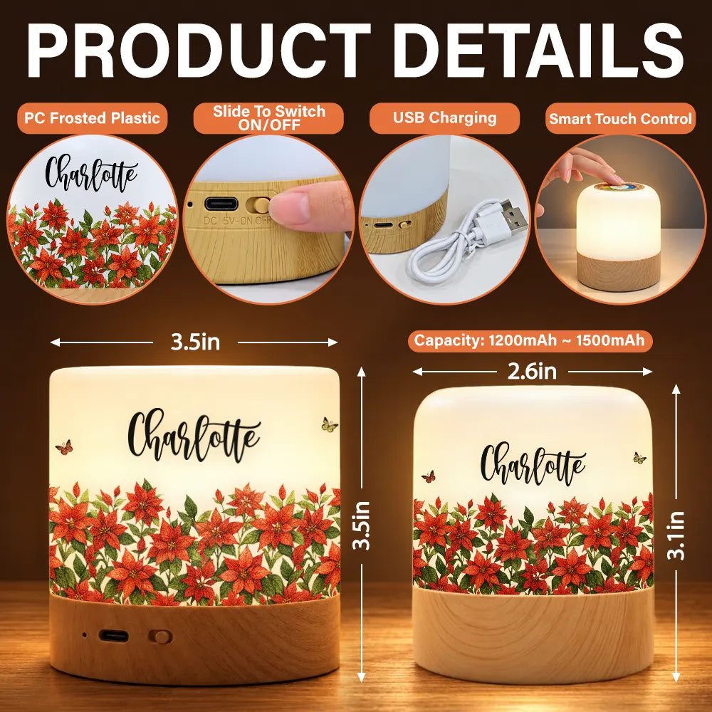 Confident,Gift For Women,Gift For Yourself,Gifts For Her,Icon - Birthday Gift For Her, Granddaughter, Daughter, Wife - Personalized Watercolor Birth Flower Touch Night Light