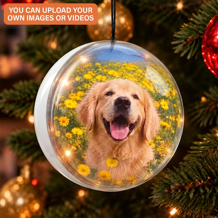 Pet Memorial Forever My Family - Christmas Bauble, Table Decor Video Clear Ball