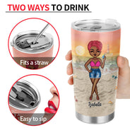 Beach Girl Drink In My Hand Toes In The Sand - Gift For Woman - Personalized Custom Tumbler