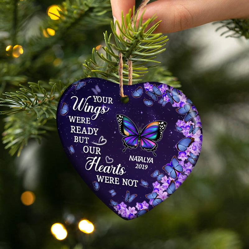 Butterfly The Heaven Sent Kisses Of Angels - Family Memorial Gift - Personalized Custom Heart Ceramic