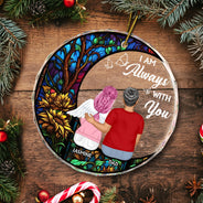 Always With You Father Daughter - Christmas Memorial Gift - Personalized Circle Glass Ornament
