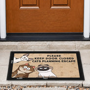 Cartoon Cats Planning Escape - Gift For Cat Lovers - Personalized Doormat