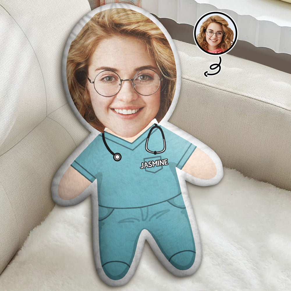 Custom Photo Face Cutout Nurse Pillow - Gift For Nurse - Personalized Custom Shaped Pillow