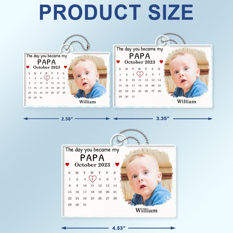 Calendar Custom Photo The Day You Became My Mommy - Gift For Mother, Father - Personalized Acrylic Car Hanger
