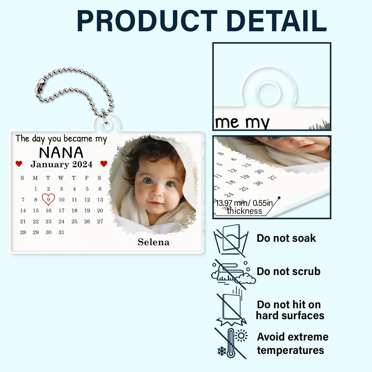 Calendar Custom Photo The Day You Became My Mommy - Gift For Mother, Father - Personalized Acrylic Car Hanger