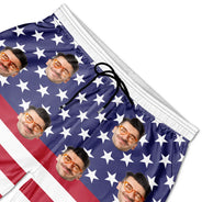 Custom Photo American Flag - Personalized Unisex Beach Shorts