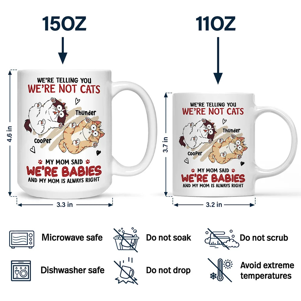 Funny Cat We're Not Cats We're Babies - Personalized Mug