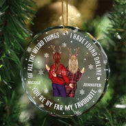Christmas Couple Back Side You Are My Favorite By Far - Personalized Circle Glass Ornament