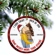 Christmas Couple Love Every Inch Of You - Personalized Circle Ceramic Ornament