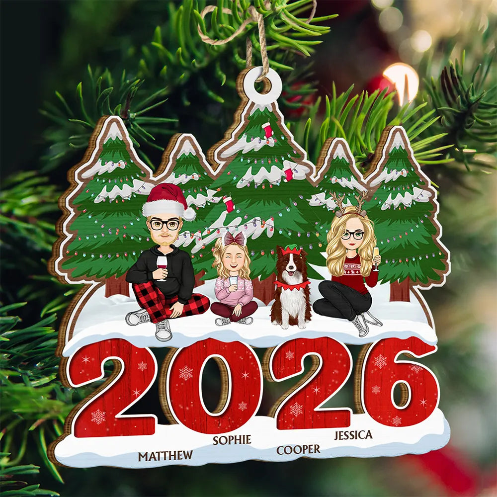 2026 Christmas Family A Whole Lot Of Love - Personalized Custom Shaped Wooden Ornament