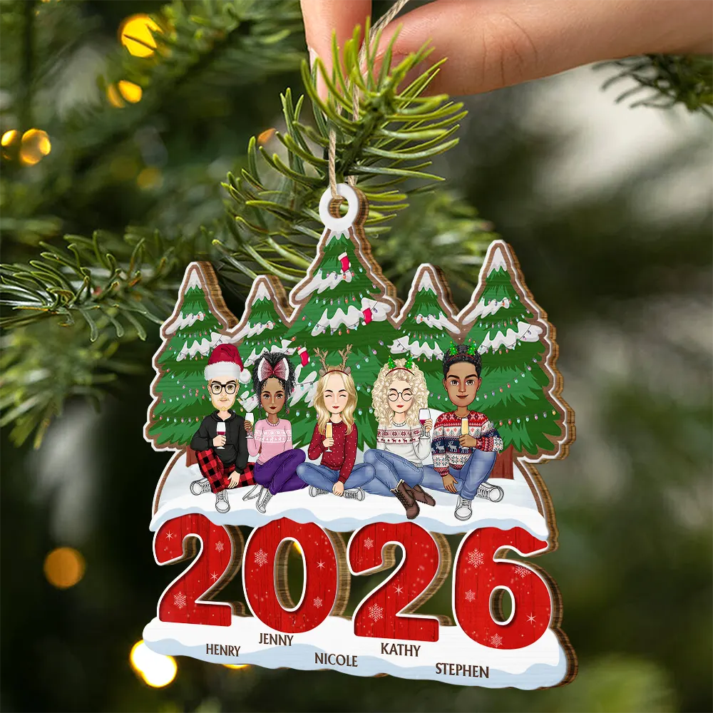 2026 Christmas Family A Whole Lot Of Love - Personalized Custom Shaped Wooden Ornament
