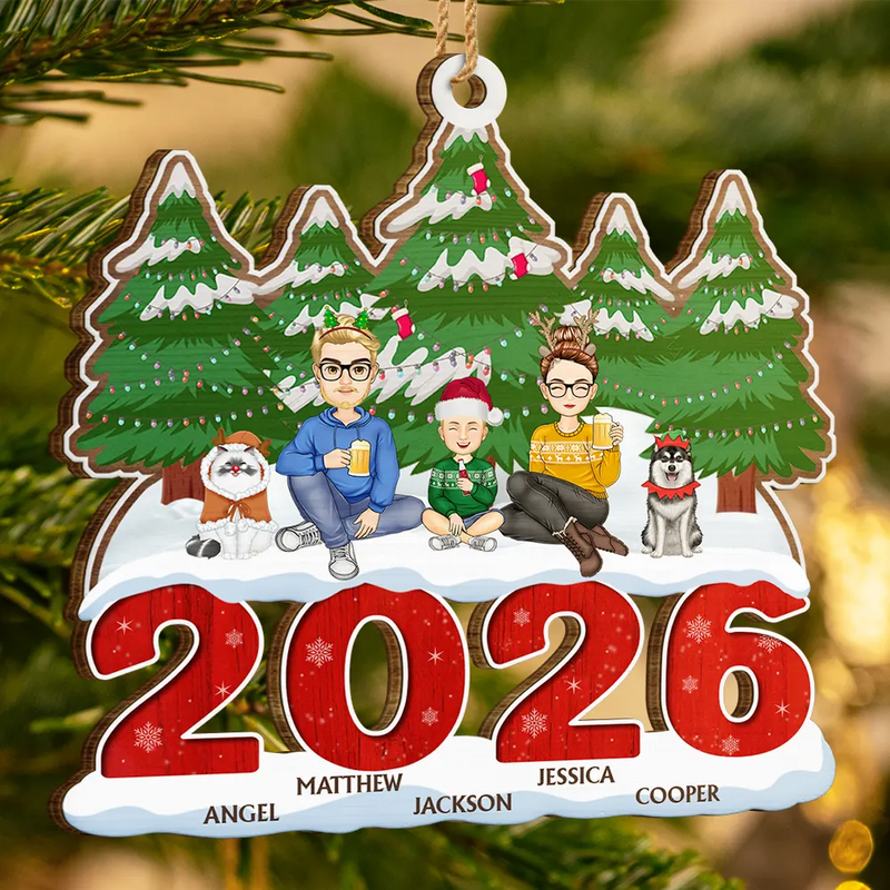 2026 Christmas Family A Whole Lot Of Love - Personalized Custom Shaped Wooden Ornament