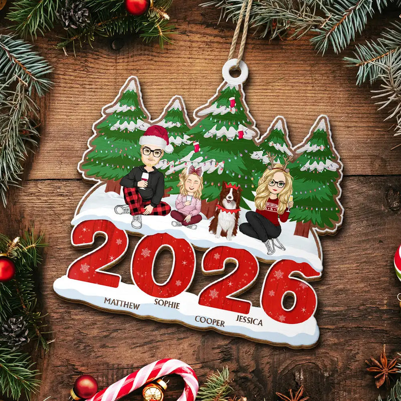 2026 Christmas Family A Whole Lot Of Love - Personalized Custom Shaped Wooden Ornament