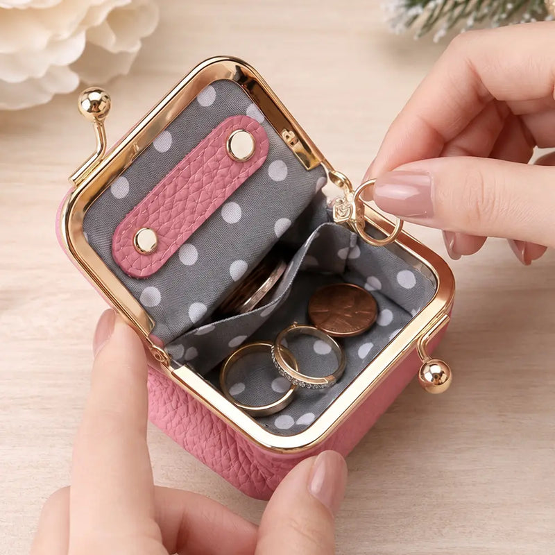 Confident,Gift For Yourself,Gift For Women,Icon - Nacre Effect Birth Month Flower And Name Gift For Her - Personalized Kiss Lock Jewelry Case