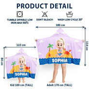 Gift For Son, Gift For Daughter, Gift For Kids, Gift For Sibling, Gift For Sisters, Gift For Brothers, Beach, Happy, Summer - Kid Baby Sitting On The Beach - Personalized Hooded Beach Towel