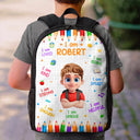 Adorable,Back To School,Gift For Kids,Vector - Kid Affirmation I Am Brave Kind Unique - Personalized Kids Backpack