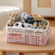 Gift For Kids, Adorable, Custom Text - Kid Baby Family Custom Name - Personalized Storage Basket
