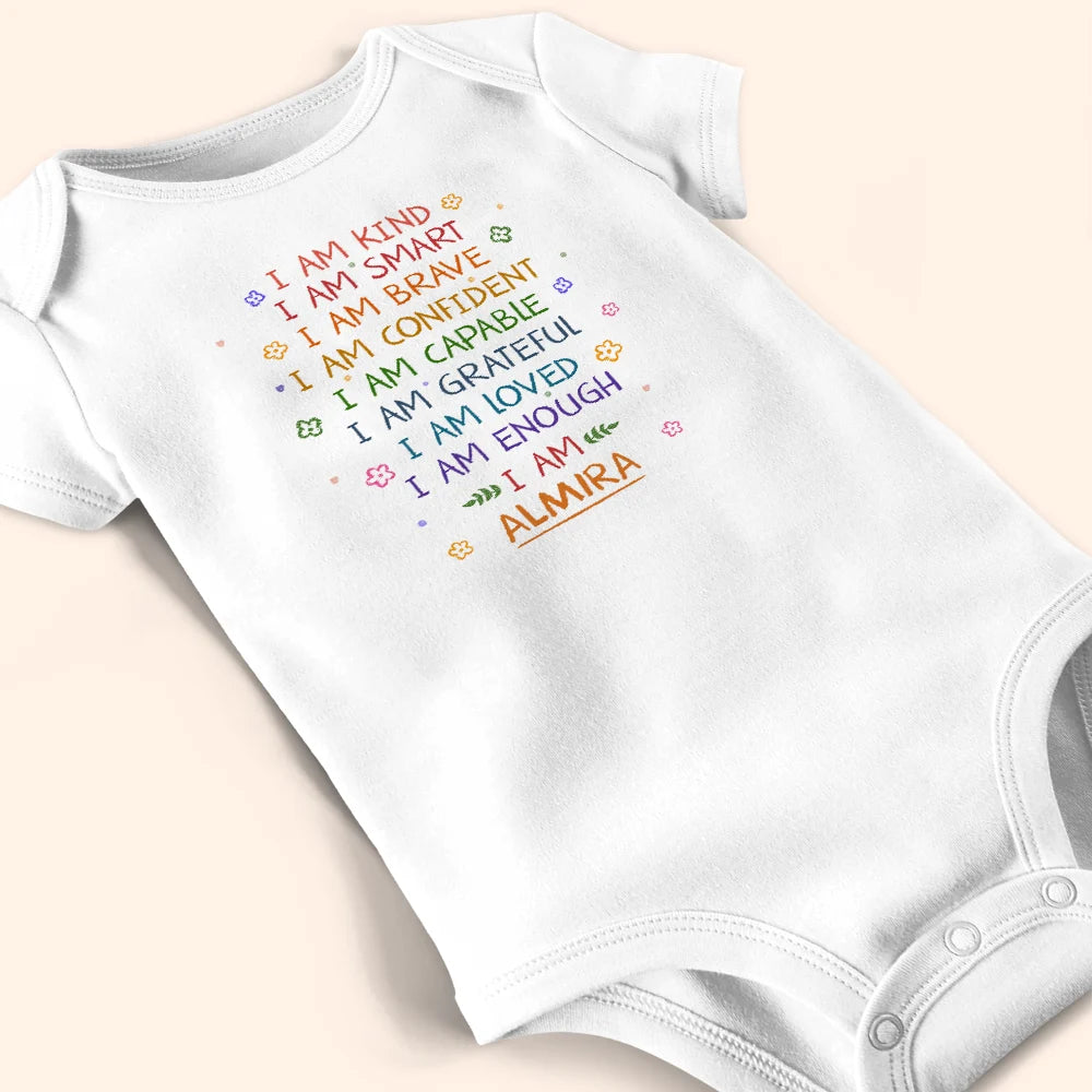 Gift For Kids,Gift For Grandkids,Grandpa,Grandma,Grandkids,Happy - Kid Baby I Am Kind I Am Smart - Personalized Baby Onesie