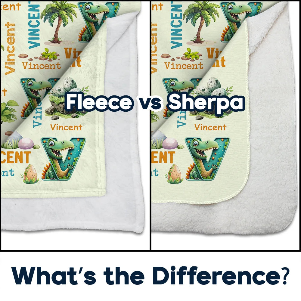 Gift For Kids,Gift For Grandkids,Gift For Daughter,Gift For Son,Happ - Kid Boy Kid Girl Cute Monogram - Personalized Fleece Blanket, Sherpa Blanket