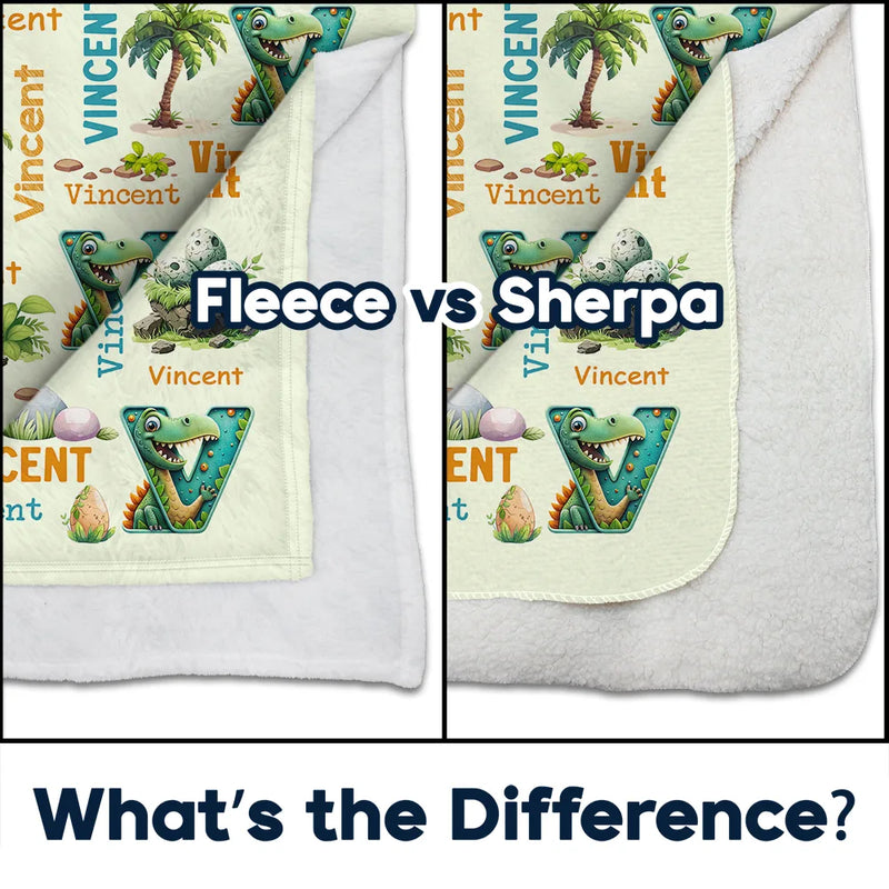 Gift For Kids,Gift For Grandkids,Gift For Daughter,Gift For Son,Happ - Kid Boy Kid Girl Cute Monogram - Personalized Fleece Blanket, Sherpa Blanket