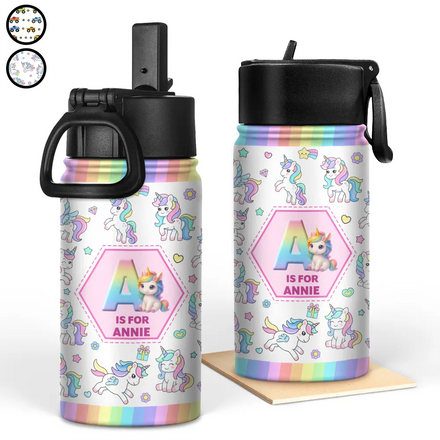 Kid Boy Kid Girl Lovely Monogram - Personalized Kids Water Bottle