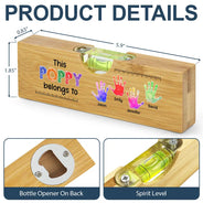 Gift For Grandpa, Gift For Father, Funny - Kid Handprint This Grandpa Daddy Belongs To - Personalized Bottle Opener Wood Level