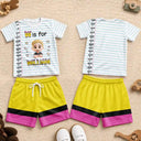 Adorable,Back To School,Gift For Kids,Vector - Kid Name With Paper & Pencil Design - Personalized Kids Clothing Set