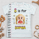 Adorable,Back To School,Gift For Kids,Vector - Kid Name With Paper & Pencil Design - Personalized Kids Clothing Set