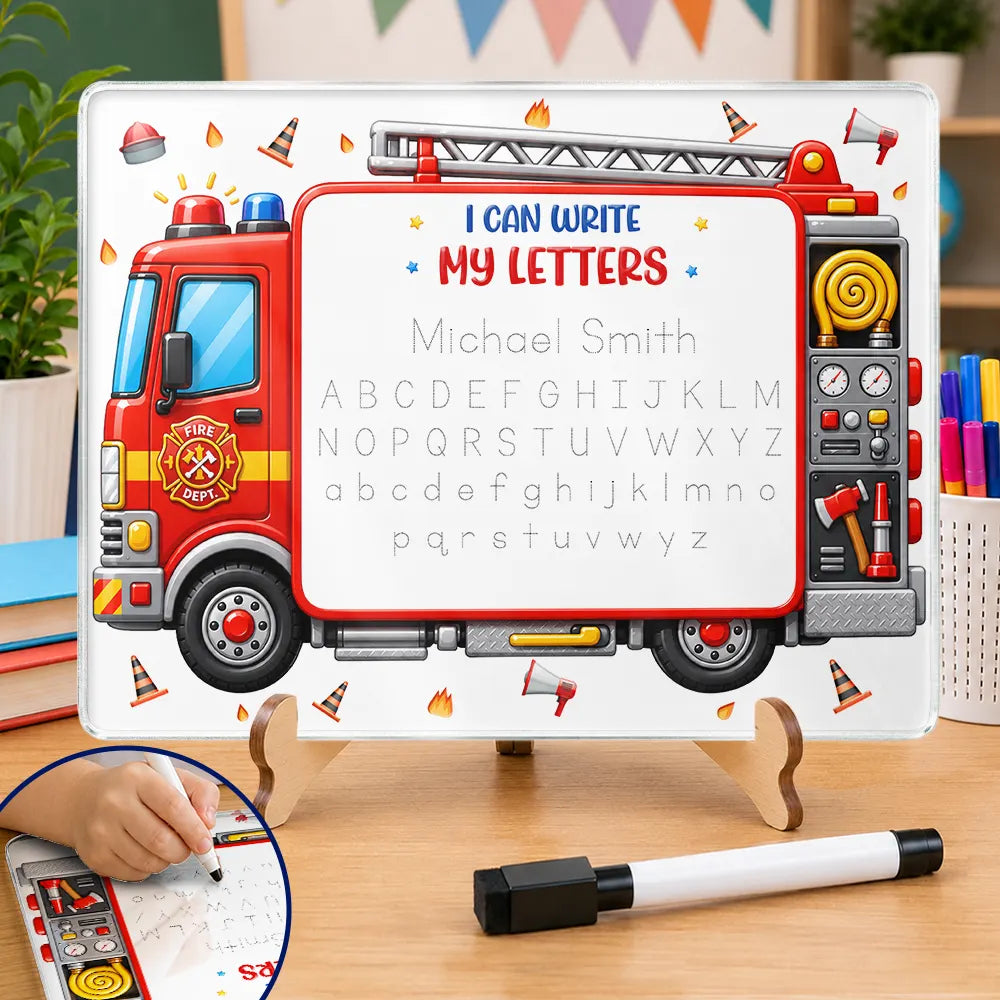 Adorable,Back To School,Gift For Kids,Custom Text - Kid Vehicle - Personalized Acrylic Tracing Board