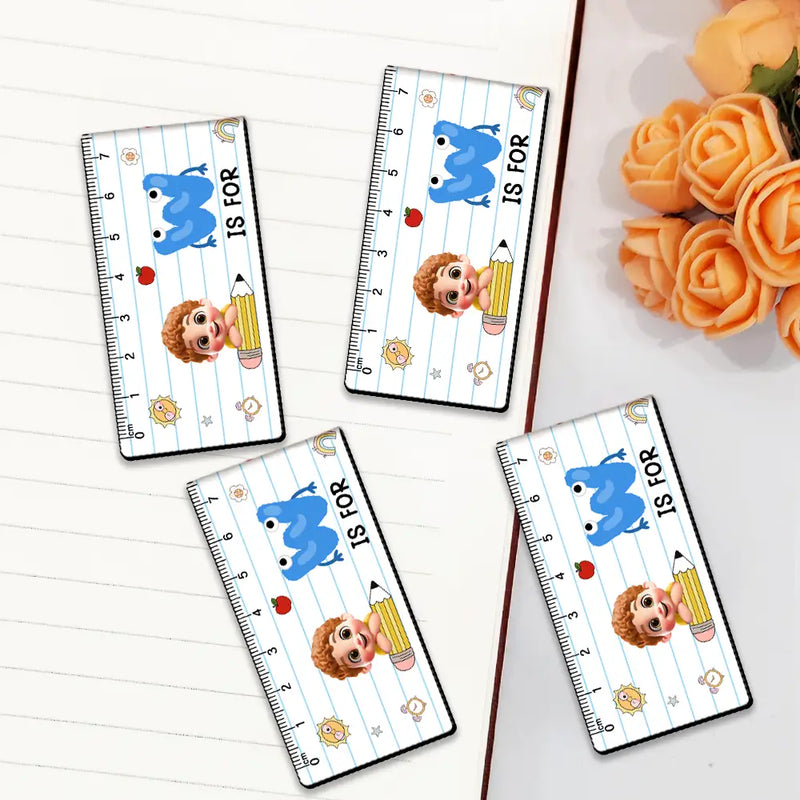 Adorable,Back To School,Reading,Gift For Kids,Vector - Kid & Alphabet Ruler - Personalized Custom Shaped Magnetic Bookmark Clip