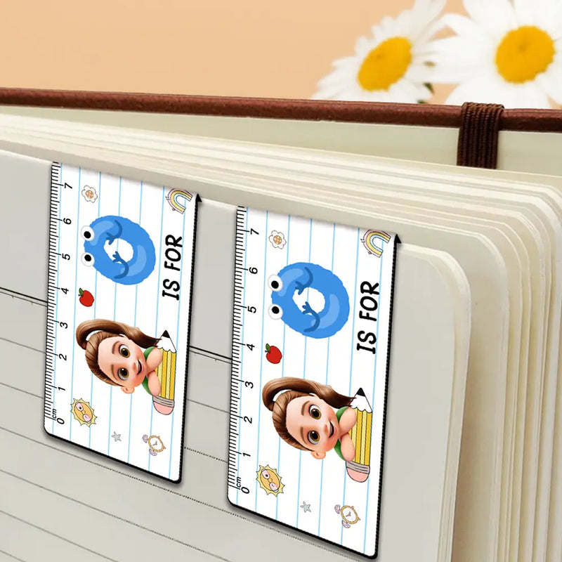 Adorable,Back To School,Reading,Gift For Kids,Vector - Kid & Alphabet Ruler - Personalized Custom Shaped Magnetic Bookmark Clip