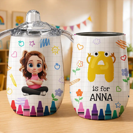 Kid & Cute Initial - Personalized Sippy Cup