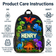 Top Market,Adorable,Back To School,Gift For Kids,Custom Text - Kids Adventure With Dinosaur Unicorn & Wild Animal - Personalized Kids Backpack