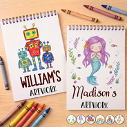 Confident, Gift For Children, Back To School, Gift For Daughter, Icon - Kids Artwork Mermaid Robot Boys Girls - Personalized Sketchbook