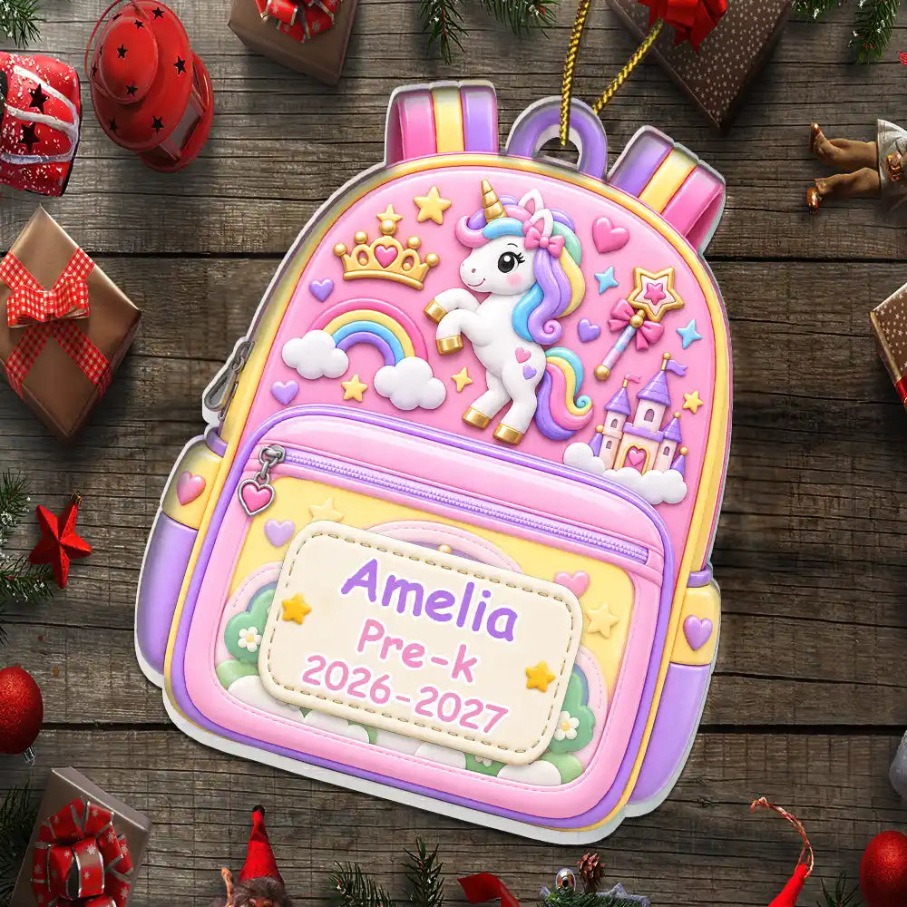 Adorable,Christmas,Gift For Kids,Custom Text - Kids Backpack First Day Of School - Personalized Custom Shaped Acrylic Ornament